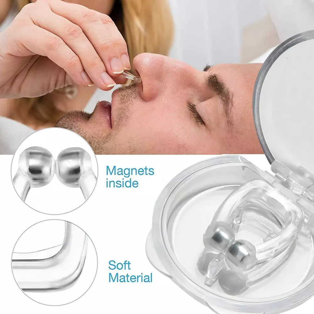 Antironquidos NoseClip, pinza nasal de silicona magnética, previene la apnea intermitente, mejora la respiración